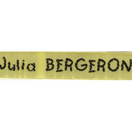 Woven labels, Model V - Yellow 12mm ribbon - Black lettering